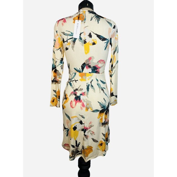 BCBGENERATION XS Floral Wrap Mini  Dress Long Sleeve Multi Color Bohemian Chic - Picture 3 of 10